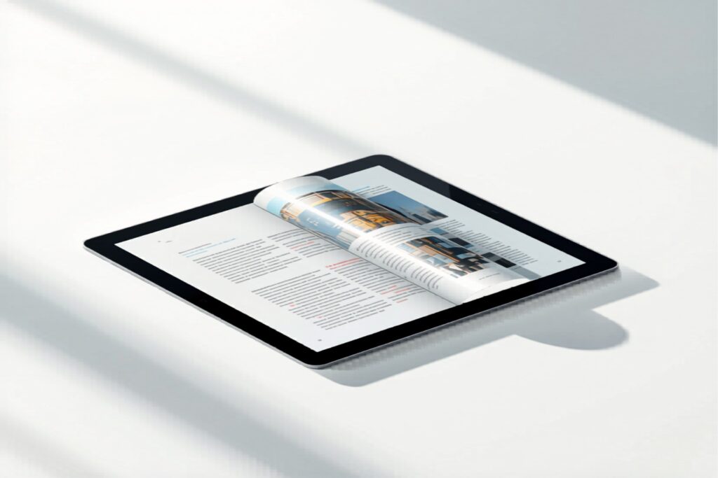 Blaetterkatalog auf Tablet — digitaler interaktiver Katalog von flipaio